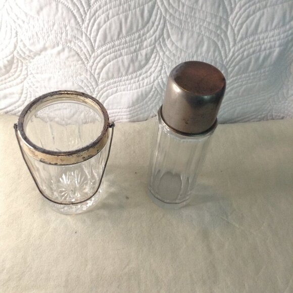 VTG 3 pc Crystal Ice Bucket/Shaker/Tongs, Barware, Tongs Made in Occupied China - Picture 3 of 7